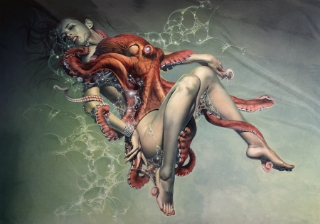 Octopus - abstract, fantasy, octopus, woman