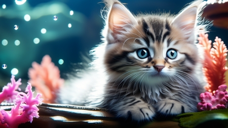 Cute little kitten - aranyos, hazikedvenc, kis cica, nezes, szorme, ules