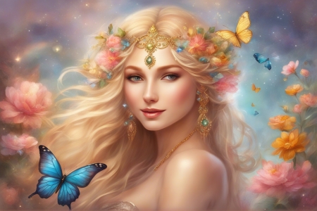 â¦ - artwork, beauty, butterflies, girl