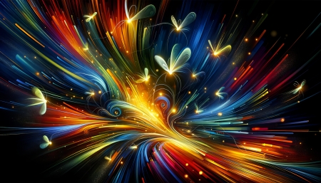 *Flying fireflies* - colorful, fireflies, flying, graphics