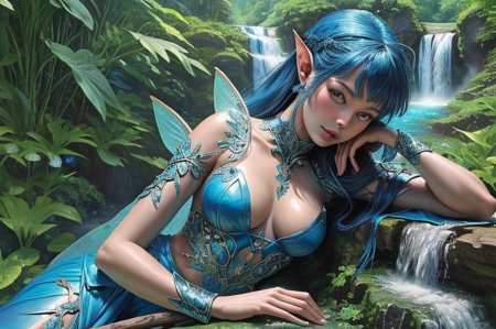 ðŸ’™ - fairy, forest, girl, waterfall