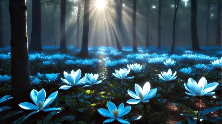 *Magic flowers* - flowes, forest, graphics, magic