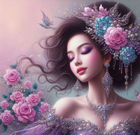 â¤ï¸ - beauty, flowers, girl, makeup, painting