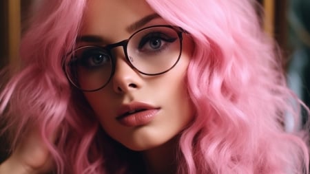 :) - hair, glasses, woman, model, girl, face, pink