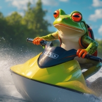 A Frog Riding A Jetski