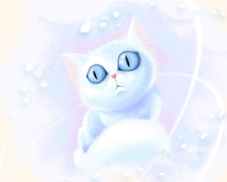 Cartoon Cat - white, cat, cartoon