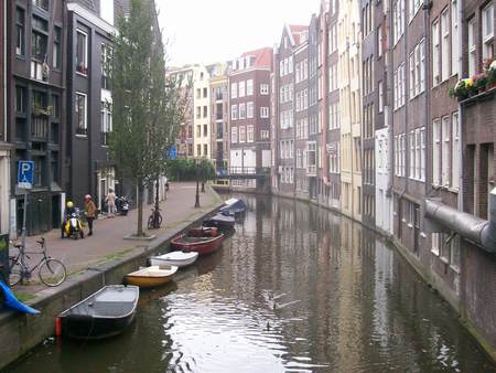 Amsterdam - canal, boats, holland, amsterdam