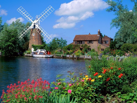 house - house, flower, boat