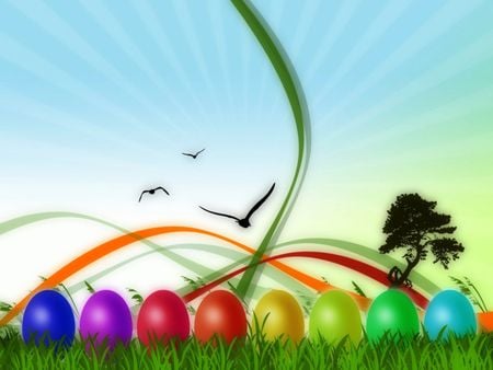 Colorful easter .jpg - easter, rainbow, eggs, colorful