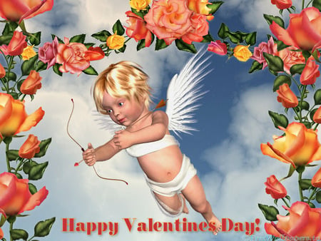 Cupid . jpg - flowers, shoot, cupid, arrow