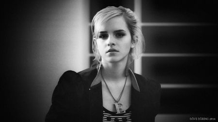 Emma Watson Atmospheric - actress, atmospheric, black and white, celebrity, emma watson, people, wallpaper