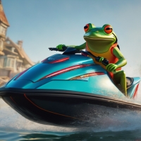 A Frog Riding A Jetski