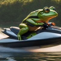 A Frog Riding A Jetski