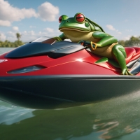 A Frog Riding A Jetski