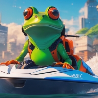 A Frog Riding A Jetski