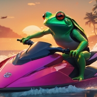 A Frog Riding A Jetski