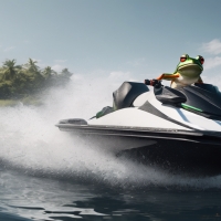 A Frog Riding A Jetski