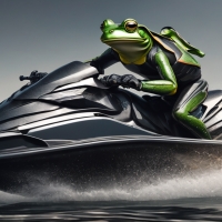 A Frog Riding A Jetski