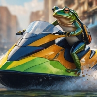 A Frog Riding A Jetski