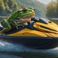 A Frog Riding A Jetski