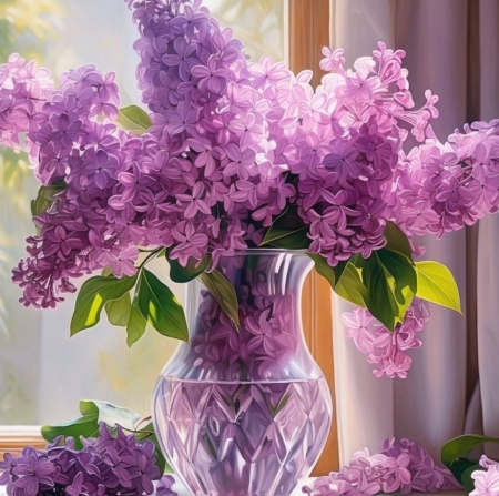 Lilacs - Vase, Lilacs, Flowers, Still life