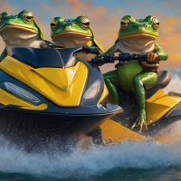 A Frog Riding A Jetski