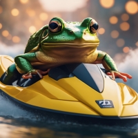 A Frog Riding A Jetski