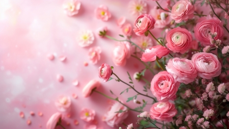 Ranunculus - card, day, flower, mother, pink, ranunculus, texture, valentine, women