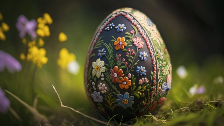 Easter Egg - artwork, colors, digital, flowers