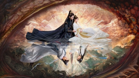 Till the End of the Moon 2023 - art, asian, couple, people, poster, reflection, till the end of the moon, tv series, water