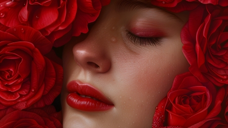 â¤ï¸ - closeup, drops, roses, sleep