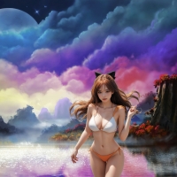 AI Art Background and Bikini Model