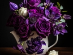 Purple Flowers in a Teapot