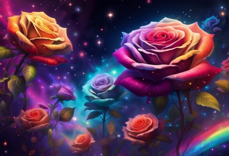 Brightly colored roses - elenk szinek, rozsak, szines rozsak, szivarvany, viragok