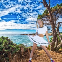 Nana Posing at the Pacific Ocean in California