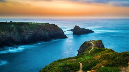 Mendocino Headlands State Park, California - usa, clouds, coast, sunset, colors, rocks, sky