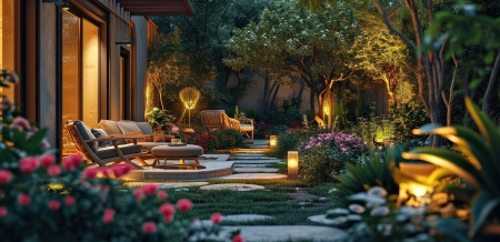 Evening on the terrace - evening, home, light, terrace