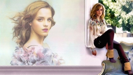 Emma Watson Window VII - actress, celebrity, emma watson, people, wallpaper, window