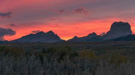 Rocky Mountains in Montana - clouds, colors, rocks, sunset, usa