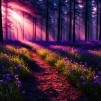 Purple sunlight in forest