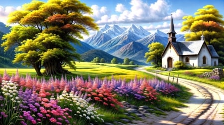 A chapel in springtime