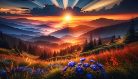 The beauty of nature - bekes, erdo, fak, mezo, napfeny, novenyzet, szepseg, termeszet, viragok