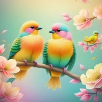 Whimsical Bird Harmony in Spring