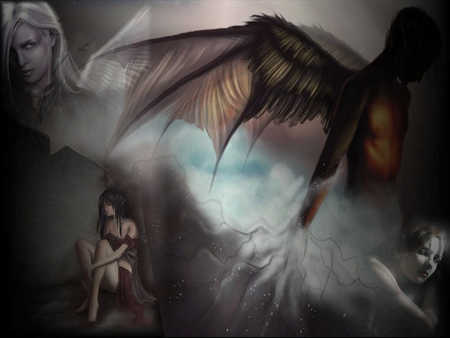 Darkness Beyond - women, dark angel, elf, angel, light angel, men, wings, gothic