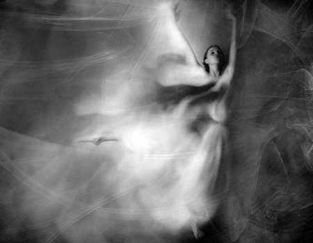 Dancing in dreams - dreams, beauty, dancer, woman, pretty, black and white, gothic