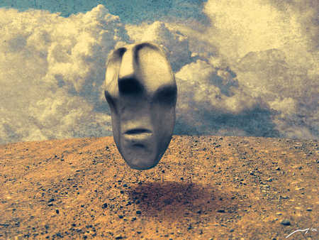 Stone face - clouds, abstract, stone, unique, face, sky