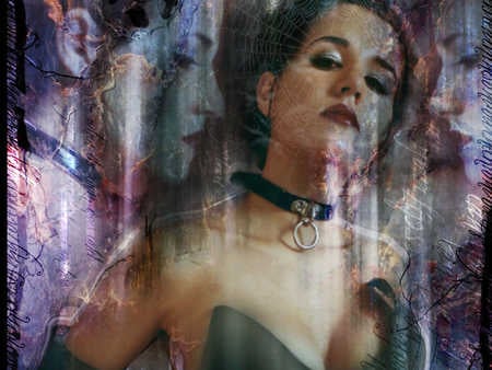 web of deceit - web, pretty, colorful, woman, gothic, sexy