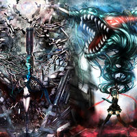 black rock shooter and hatsune miku