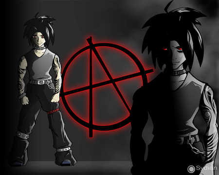 Anarchy - boy, anime, anarchy, gothic, cool, dark, red eyes