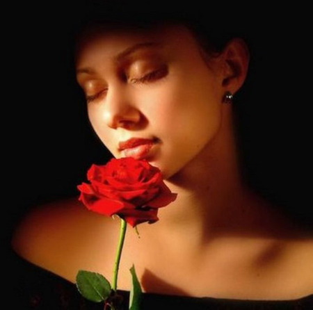 Rose - woman, lady with red rose, rose